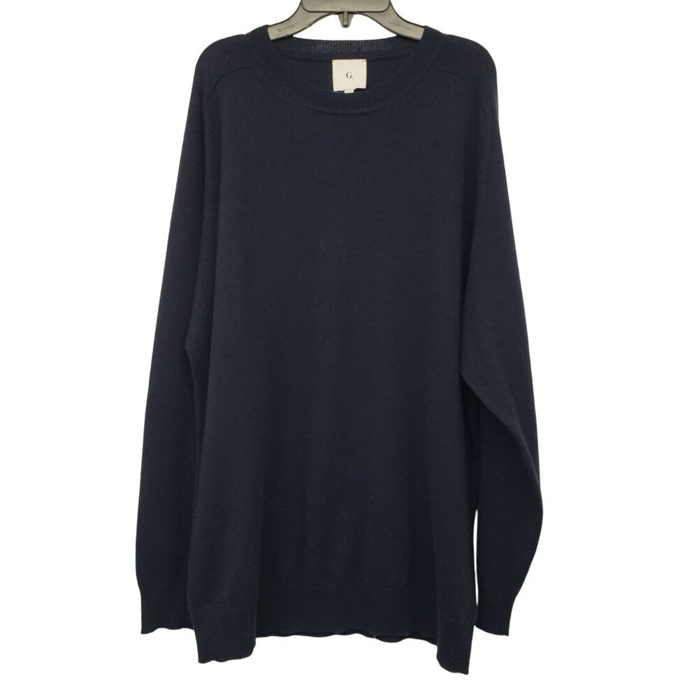 G Label by Goop GWYN Gia Navy Blue Cashmere Oversized Crew Neck Sweater